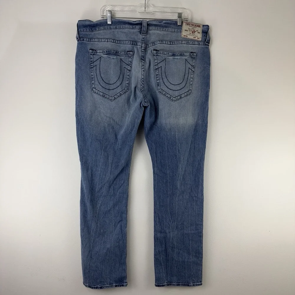 True Religion Ricky Men's‎ Jeans Size 42 Relaxed Straight No Flap Light Wash